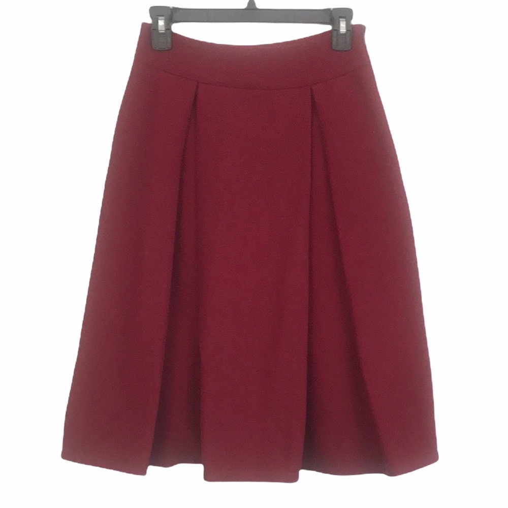 Amazon Yuqi Pleated Maroon High Waist Wool? Skirt